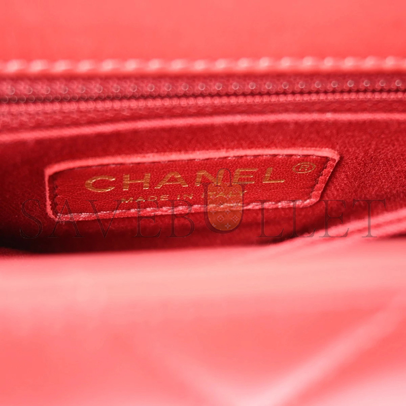 CHANEL MASTER SMALL COCO FLAP BAG WITH TOP HANDLE CHEVRON V A92990 (23*15*9cm)